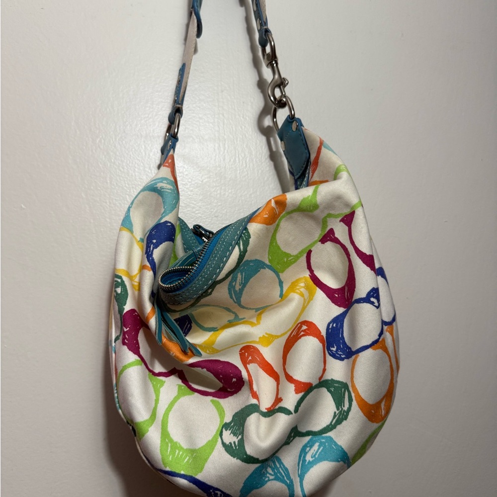 Coach Multicolor Shoulder Bag with Artistic Pattern
